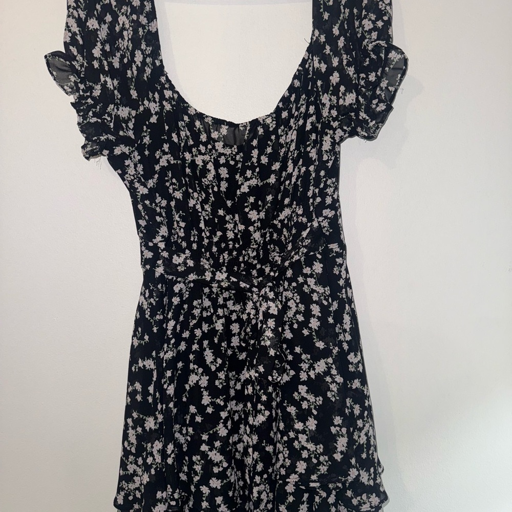 Love Tree Black and White Smocked Mini Sundress